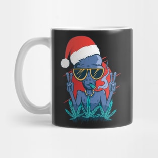 Santa Claus Alien Smoking Weed Christmas design Mug